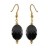 Boucles d'oreilles plaqué or pierre ovale noire fermoir crochet