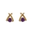 Boucles d'oreilles plaqué or pierre violette fermoir tige