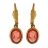 Boucles d'oreilles plaqué or style dormeuse camée rose