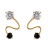 Boucles d'oreilles plaqué or zig zag 1 pierre noire 1 blanche fe