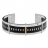 Bracelet acier cuir noir et blanc 3 barettes dont 1 en or