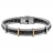 Bracelet acier cuir tressé noir avec cables et barettes