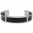 Bracelet acier rigide cuir noir et 2 vis or sur barettes
