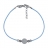 Bracelet cordon bleu ciel avec boule givrée argent rhodié