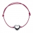 Bracelet cordon coulissant grenat coeur bombé argent rhodié