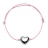 Bracelet cordon coulissant rose coeur bombé argent rhodié