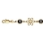 Bracelet plaqué or fantaisie motif fleur pierres noires 17+2,5cm