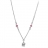 Collier argent chat et 2 pierres roses réglable 35+5cm