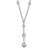 Collier argent forme 'Y' boules 45cm