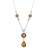 Collier argent forme Y pendant ambre naturel