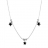 Collier argent rhodié 3 étoiles noires 44,5cm