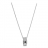 Collier argent rhodié avec pendentif rectangulaire et pierres bl