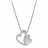 Collier argent rhodié chaine forcat pendentif double coeur