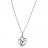 Collier argent rhodié coeur stylisé pierres blanches et noires