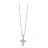 Collier argent rhodié croix pierres blanches 42+3cm