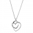 Collier argent rhodié double coeur pierres blanches