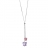 Collier argent rhodié forme 'Y' 2 papillons rose et violet 42cm