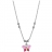 Collier argent rhodié papillon rose 40cm réglable 37