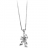 Collier argent rhodié pendentif grenouille pierres blanches 42cm