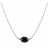 Collier argent rhodié pierre ovale noire réglable 40+5cm