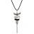 Collier cordon soie noire avec pend.moderne nacre pierre noire