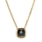 Collier plaqué or chaine forcat pendentif carré pierre noire 45c