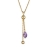 Collier plaqué or forme 'Y' boule et pierre tanzanite cristal (v