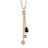 Collier plaqué or forme 'Y' boules et goutte noire réglable 40+5