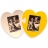 Country Living Cadre Puzzle en bois - Coeurs Naturel / Jaune : 2 Photos 20 x 28 cm