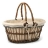 Grand panier en osier tissu toile de jute naturelle - Dimensions : 42 x 33 x 18 cm