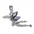 Pendentif argent rhodié danseuse ailes pierres violettes