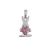 Pendentif argent rhodié lapin pierre rose