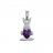 Pendentif argent rhodié lapin pierre violette