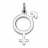 Pendentif argent rhodié symboles homme / femme