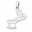 Pendentif carte Languedoc Roussillon en argent rhodié