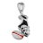 Pendentif chaussure + ballon rugby couleurs argent