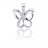 Pendentif or gris et diamant papillon