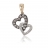 Pendentif or jaune et diamants double cœur blanc et noir