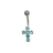 Piercing nombril croix bleu