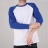 T-shirt manches longues Blanc / Bleu roi