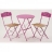 Table de balcon + 2 chaises métal Flower Pink