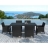 Table de jardin verre/résine + 6 fauteuils PANDORA Black